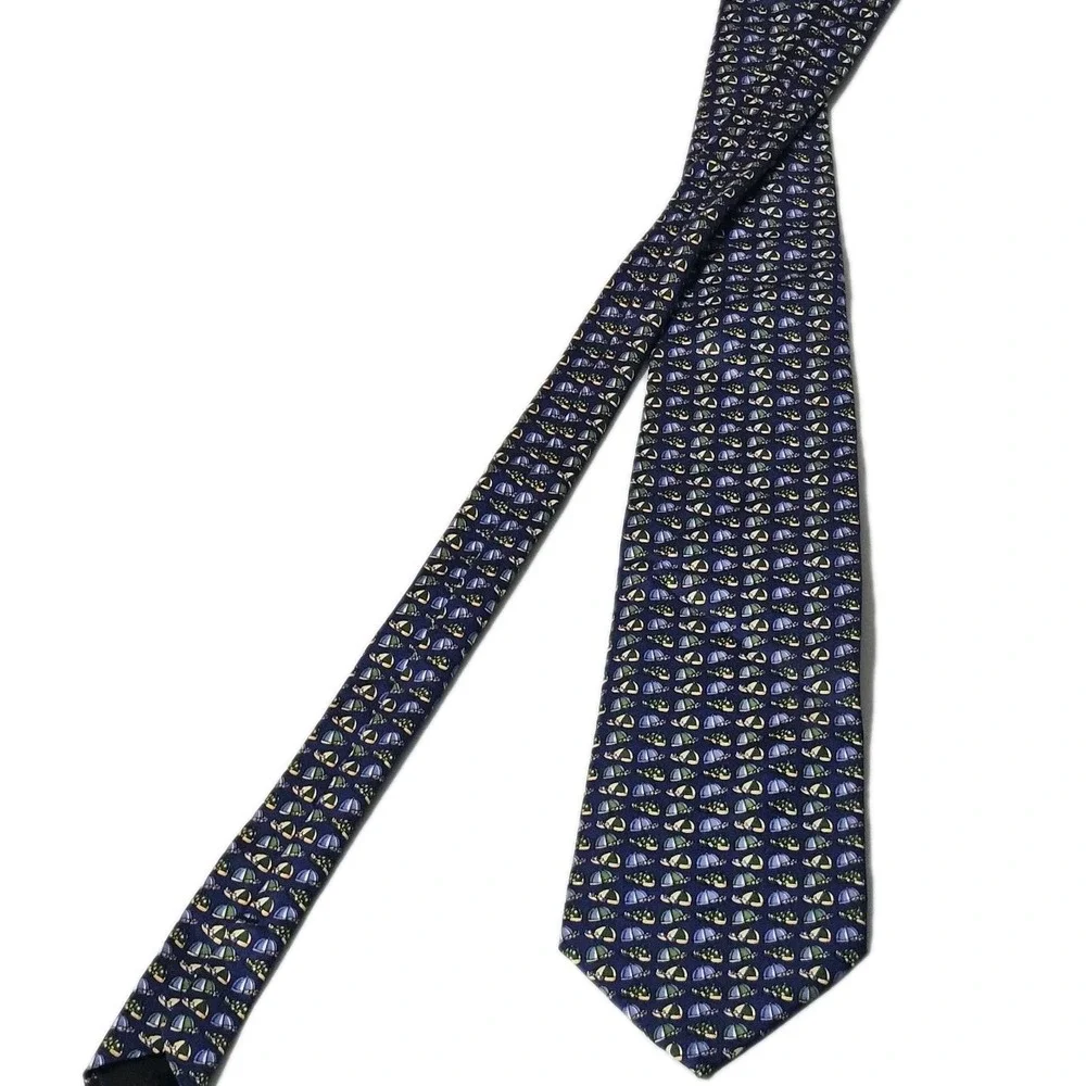Brooks Brothers Makers Blue Green Cap 3.5'' Necktie Neck Tie Silk Handmade Hat‎